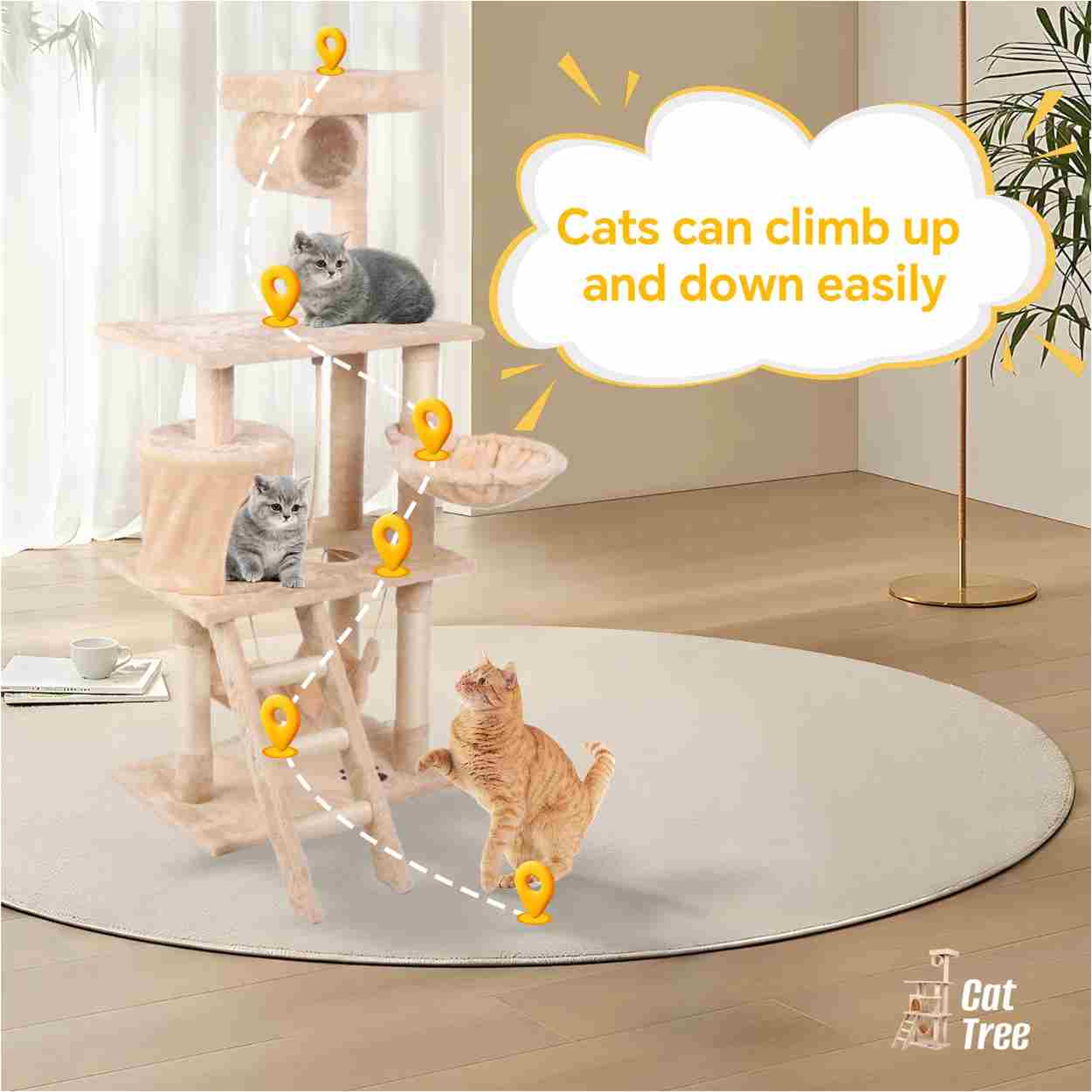 Multilevel Altay Velvet Cat Tree