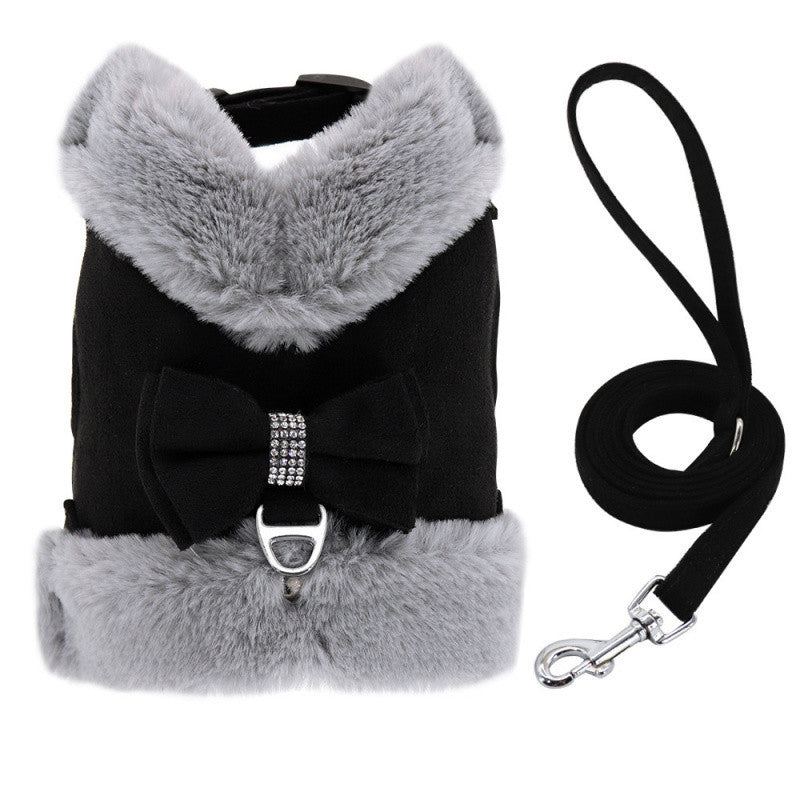 Velvet Bow Harness & Leash Set
