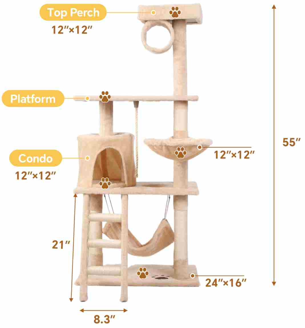 Multilevel Altay Velvet Cat Tree