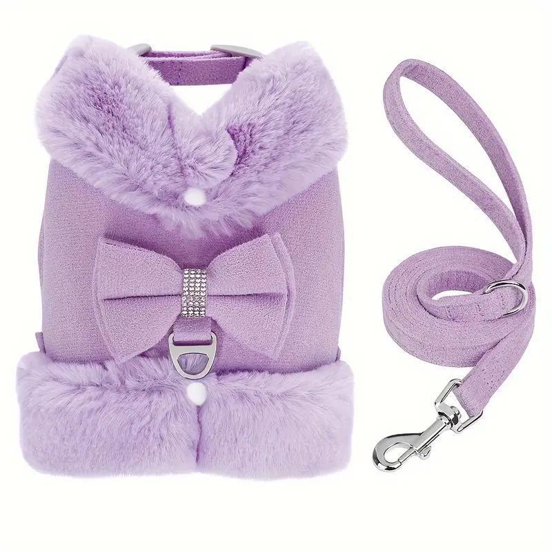 Velvet Bow Harness & Leash Set