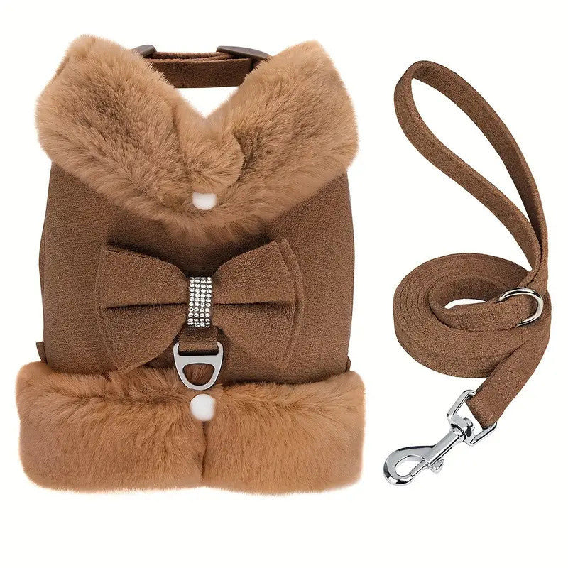 Velvet Bow Harness & Leash Set