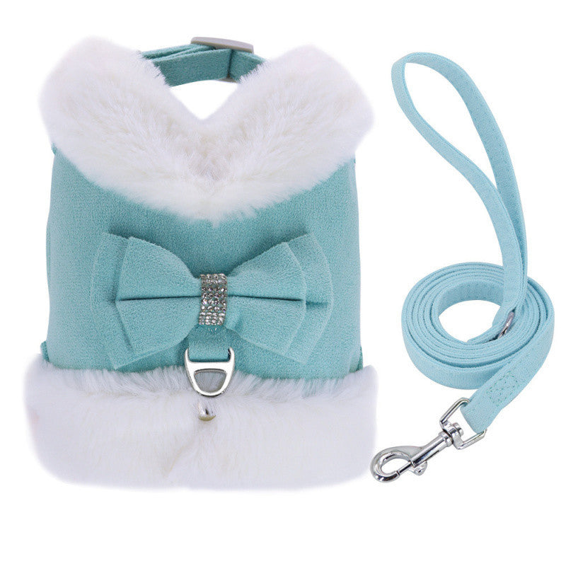 Velvet Bow Harness & Leash Set
