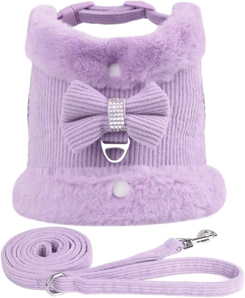 Velvet Bow Harness & Leash Set