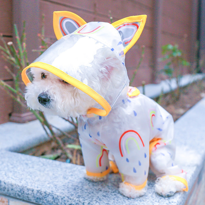 Rainbow Puddle Raincoat with Ears